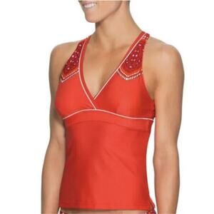 Athleta Cozumel tankini Swim Top Red M Activewear